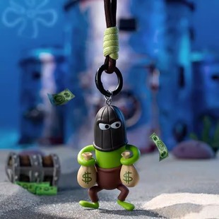 官方正品PLZDOT海绵宝宝比奇堡小鱼民挂件盲盒潮玩公仔钥匙扣礼物
