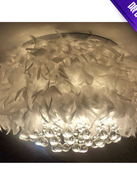 羽毛简约现代浪漫个性创意女生包邮店面卧室灯K9水晶温馨吸顶灯