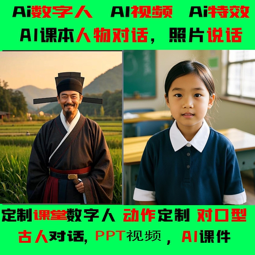 Ai数字人视频老照片说话ppt精品课本人物对话口播ai宣传视频制作