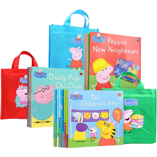 Peppa Pig 小猪佩奇英文原版绘本环保袋装蓝袋绿袋红袋 Bedtime stories Tree House 粉红猪小妹 3-8岁儿童少儿英语