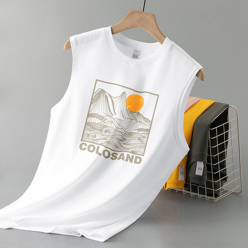 纯棉白色背心男款夏季国潮运动健身篮球坎肩跨栏汗衫全棉无袖t恤