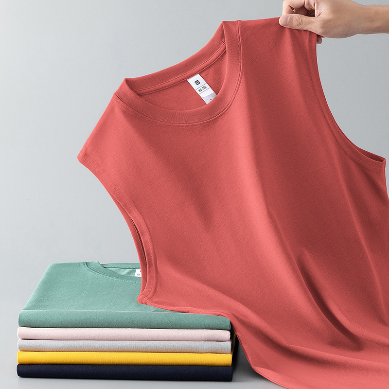 重磅纯棉背心男宽松健身运动坎肩液氨长绒棉夏季跨栏宽肩无袖t恤