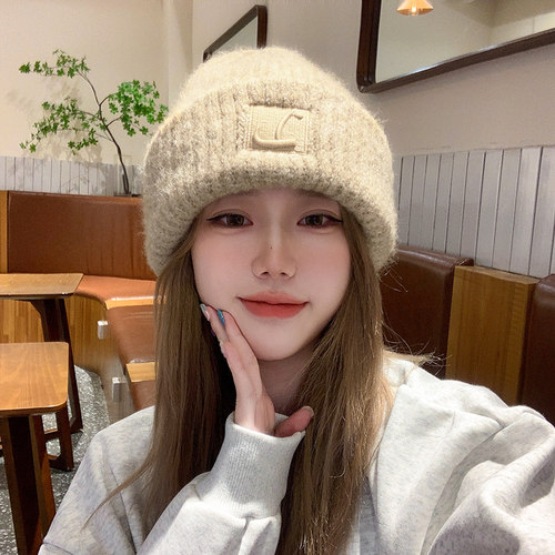 大头围粗毛线帽子女秋冬