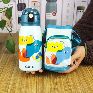 希乐XB 21102小怪兽智能显温儿童吸管杯内胆316不锈钢620ML大容量