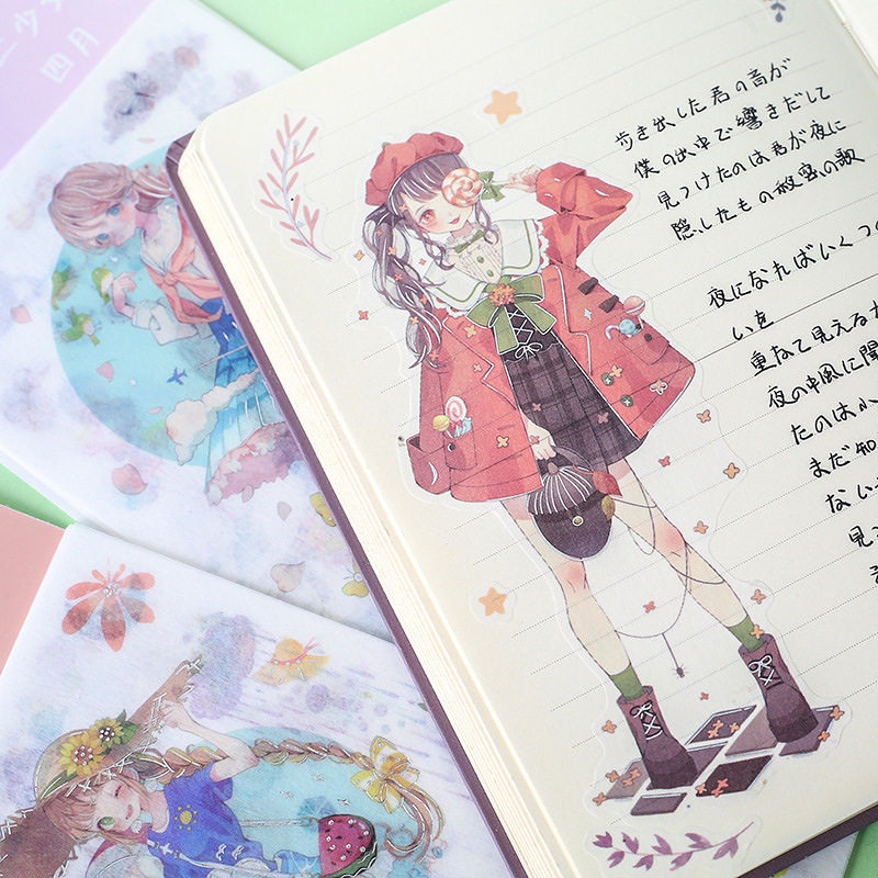 可爱日式清新手绘和风贴纸十二月少女系列手机日记手帐本贴画,文具电教/文化用品/商务用品,贴纸/立体贴纸,淘宝优惠券,粉丝福利购,淘宝优惠卷