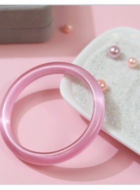 时尚优雅女款粉红色猫眼石手镯