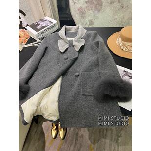 冬季加厚羽绒服大衣2025新款甜美减龄仿狐狸毛中长款设计感外套