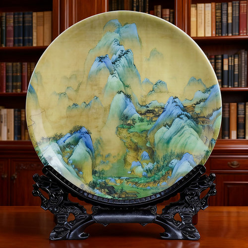 千里江山图陶瓷摆件工艺品