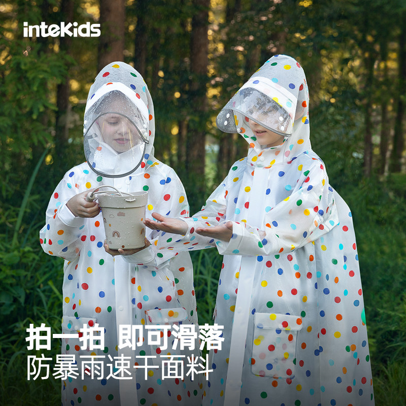 儿童雨衣户外出游小学生中大童女孩防水男童长款带书包位防水雨披