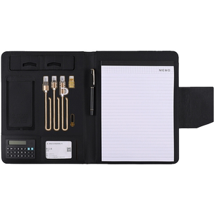 商务多功能无线充电展业夹定制保险4s销售文件夹logo移动电源A4笔记本计算器高档办公U盘会议记录夹免费刻字