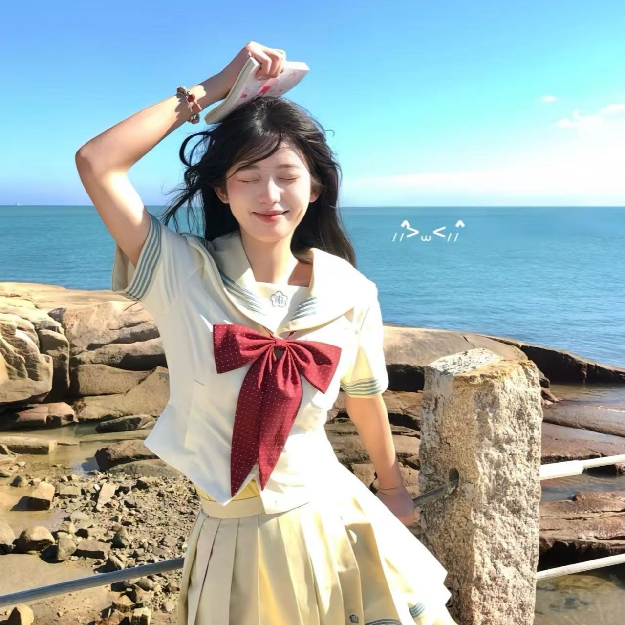 梗豆物语柠檬挞*水玉夏服日系水手服套装收腰学院风制服夏季