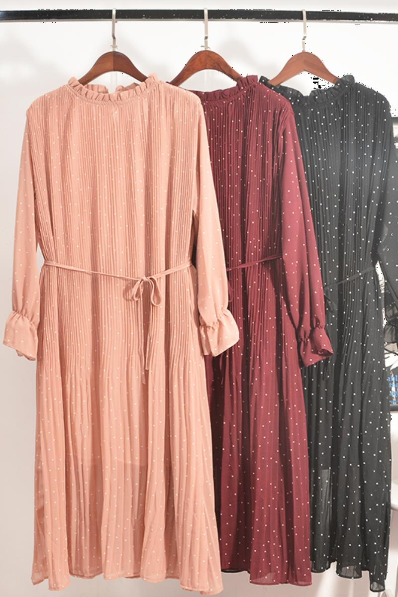 2018 Korean Edition Wave Broken flowers Chiffon Dress Fat sister Mid length version Versatile Long sleeve Easy Large Bouffancyin the Women's clothing/Boutique , Large size women  category - from Buy2taobao.com to provide professional Taobao agent buy service