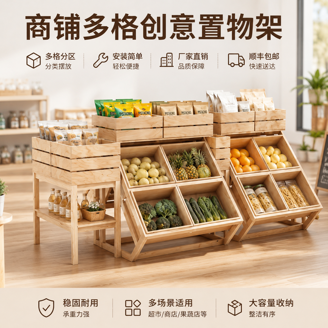 陈列展示架木框商品货品会展展览中岛台商用店面展示盒商场展示框
