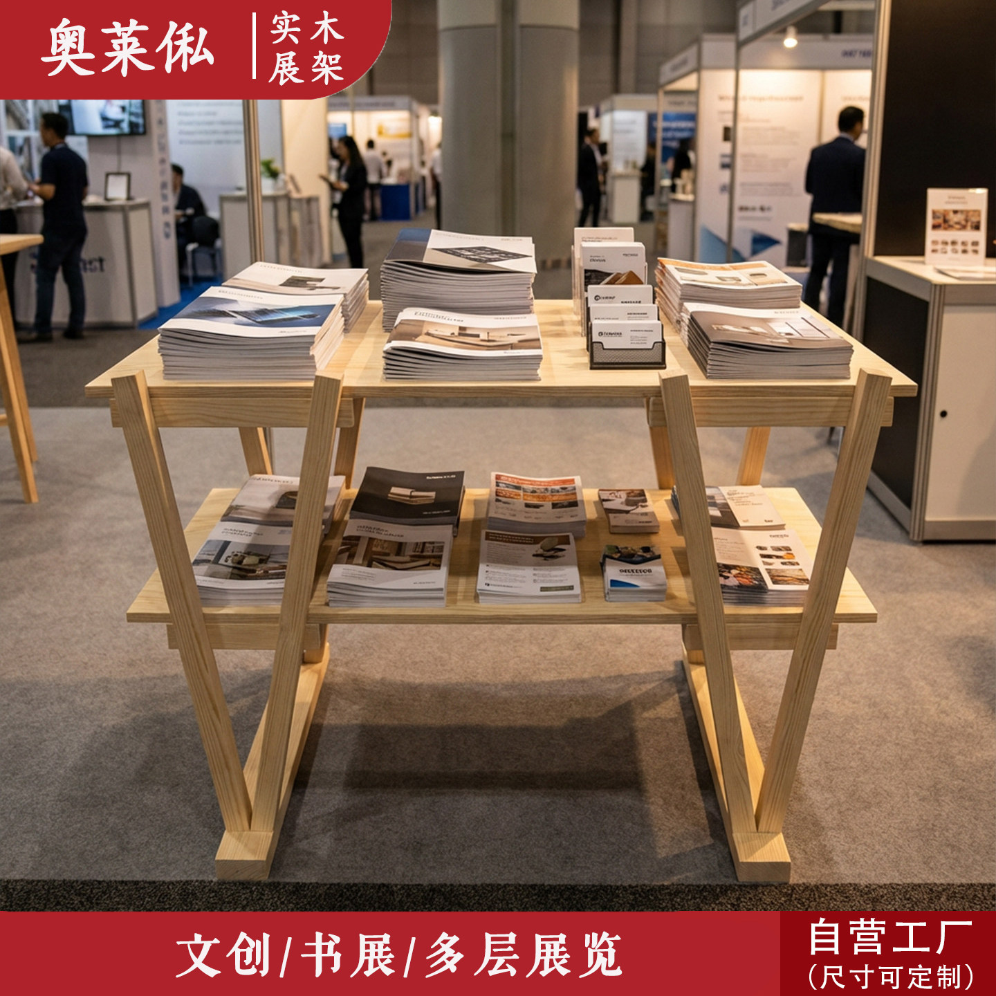 中岛展示台展览展示架会展商品陈列架实木长方形展台手办展示摆台