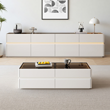 纯实木高款电视柜茶几简约现代家用客厅小户型轻奢奶油风落地柜新