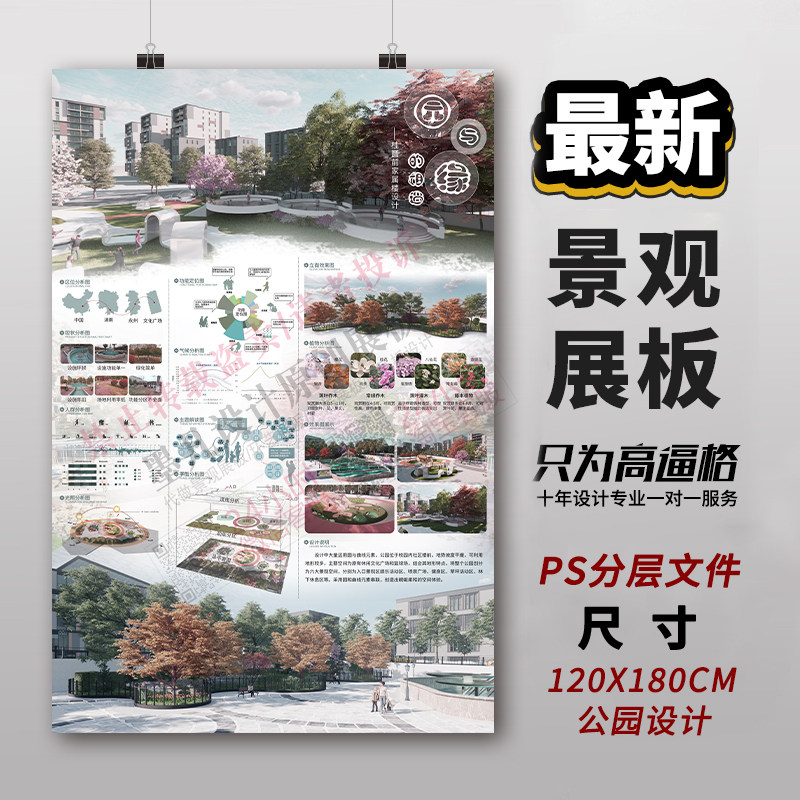 2023竞赛园林景观展板psd模板公园广场排版环艺ps分层模版a1a0等