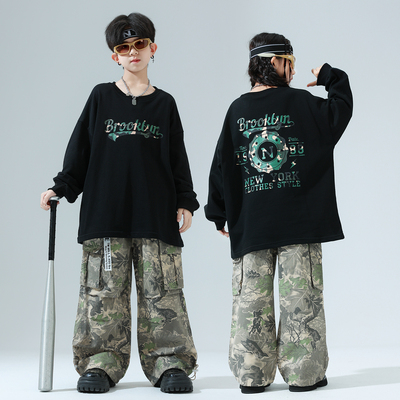 迷彩豆豆儿童嘻哈街舞潮服演出服
