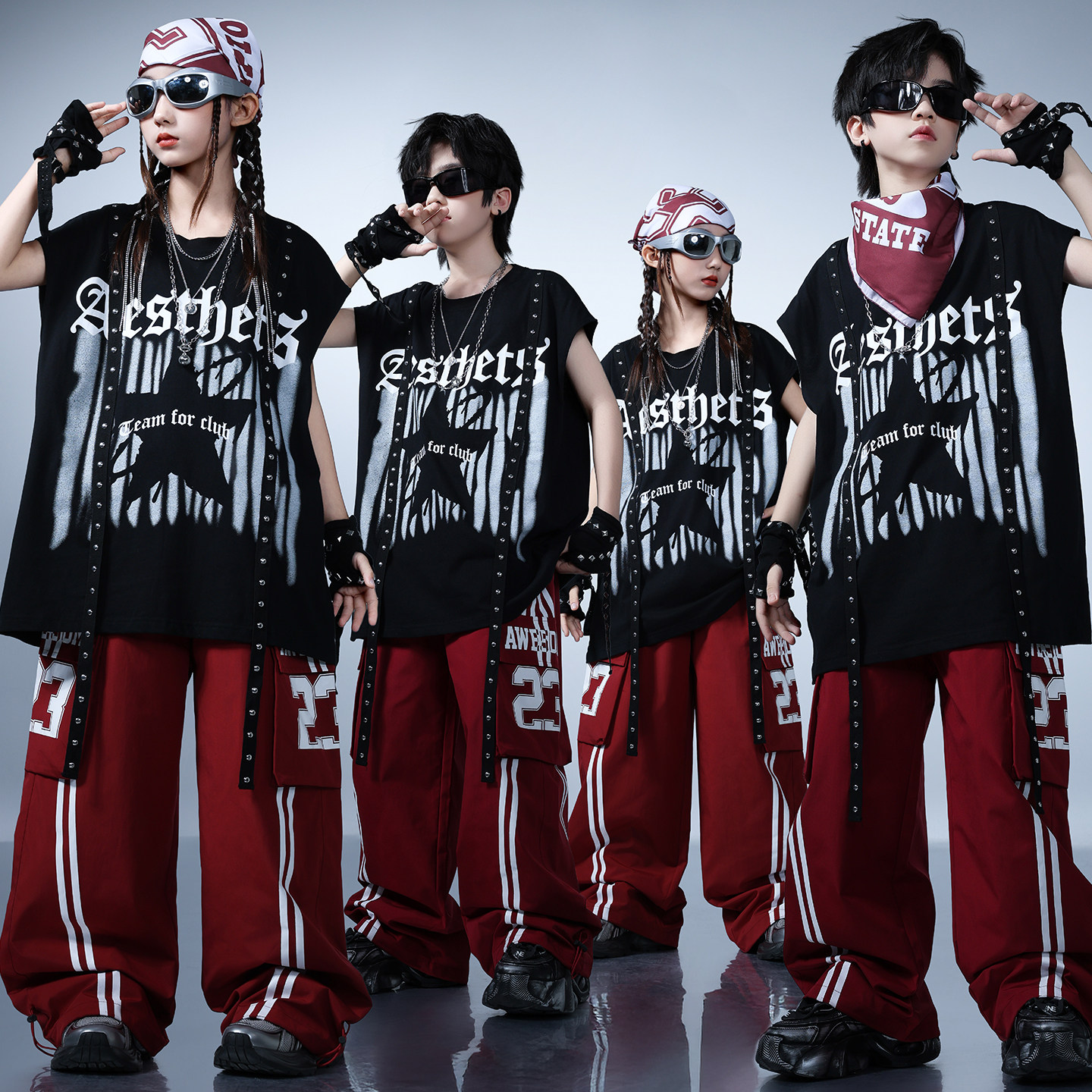 儿童美式街舞潮服少儿帅气架子鼓表演男女孩个性嘻哈hiphop演出服