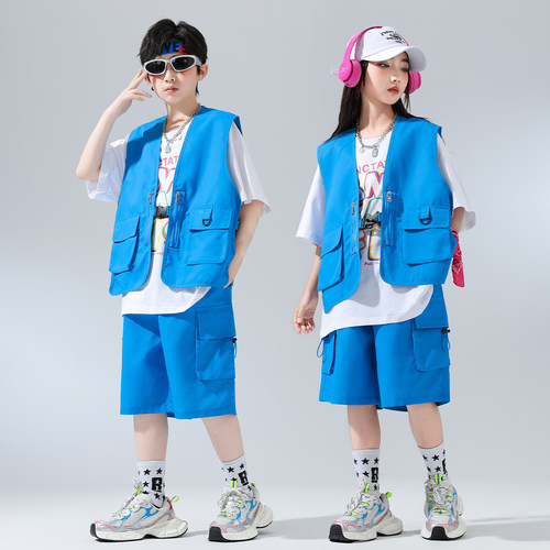 迷彩豆豆男女童嘻哈街舞演出服潮