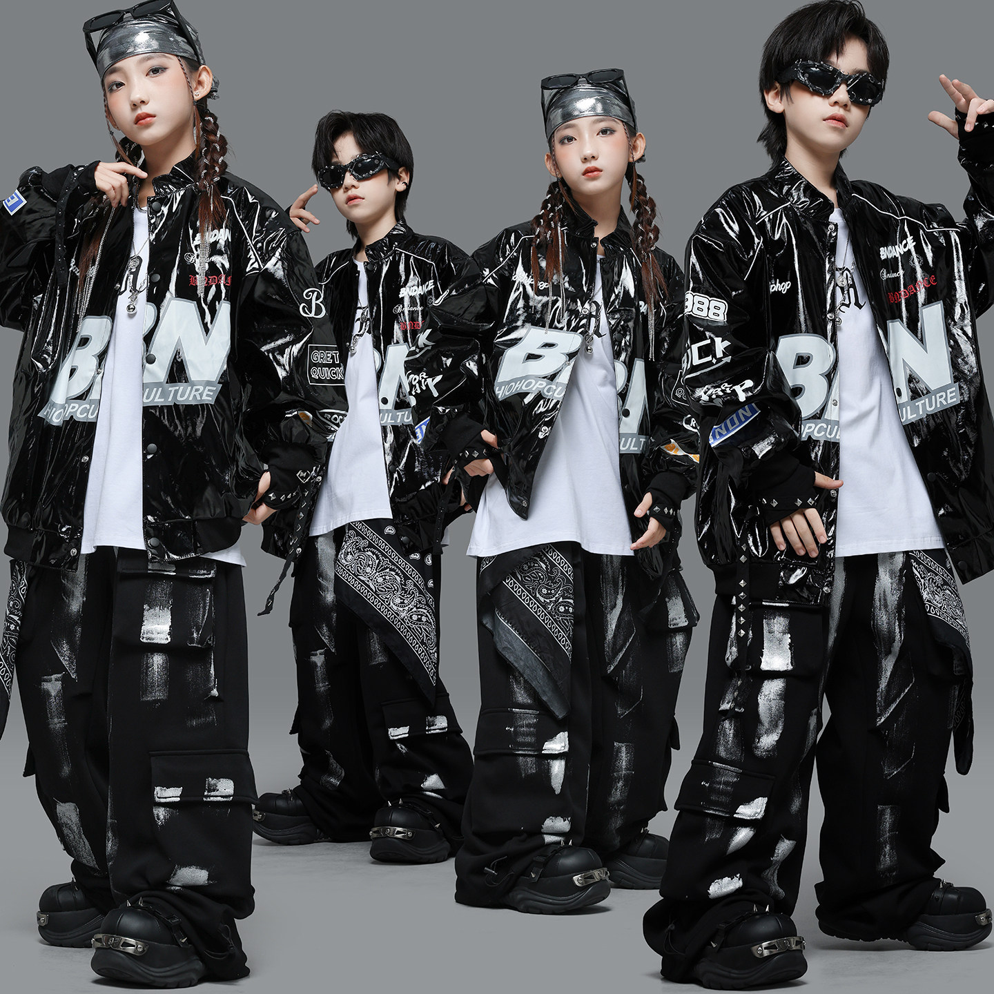 迷彩豆豆儿童嘻哈街舞潮服演出服