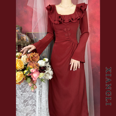 复古新中式国风订婚敬酒服小礼服