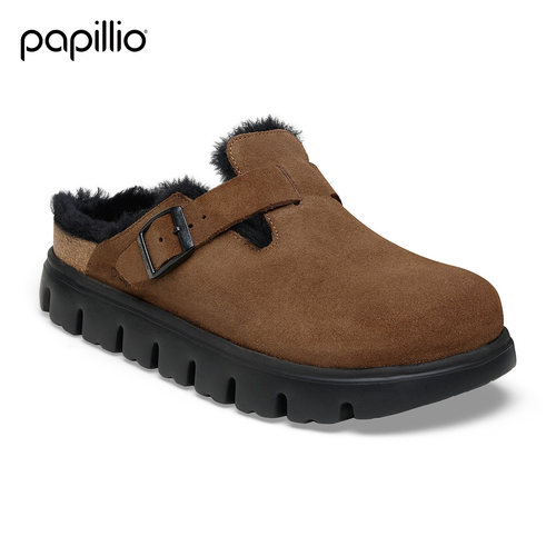 勃肯Papillio女绒面厚底包头拖鞋
