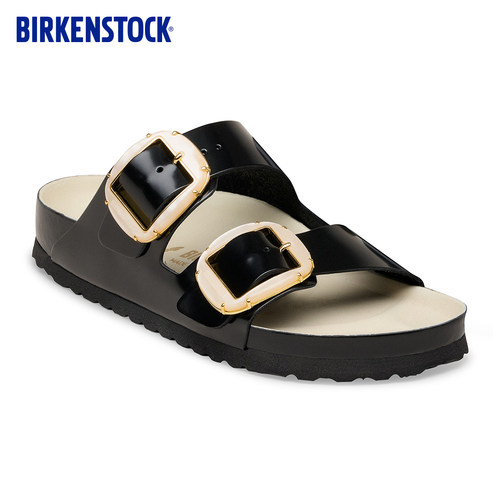 BIRKENSTOCK勃肯漆皮双扣拖鞋