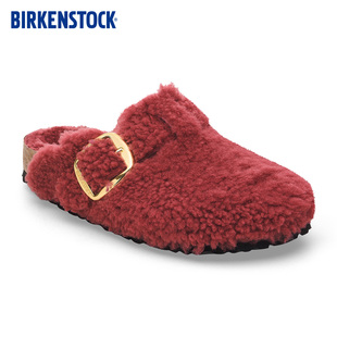 Teddy包头毛毛拖鞋 BIRKENSTOCK勃肯德国进口大扣女款 羊毛Boston
