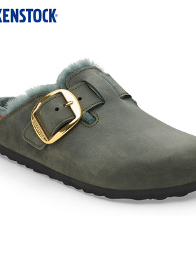 BIRKENSTOCK勃肯德国新品大扣男女涂油皮Boston Shearling毛毛鞋