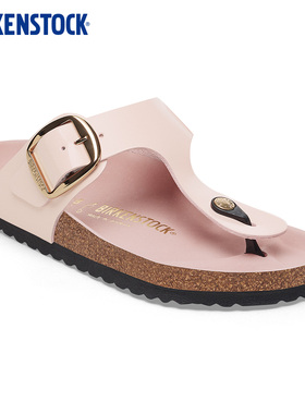 BIRKENSTOCK勃肯德国进口新品大扣女款牛皮革漆皮Gizeh夹趾拖鞋