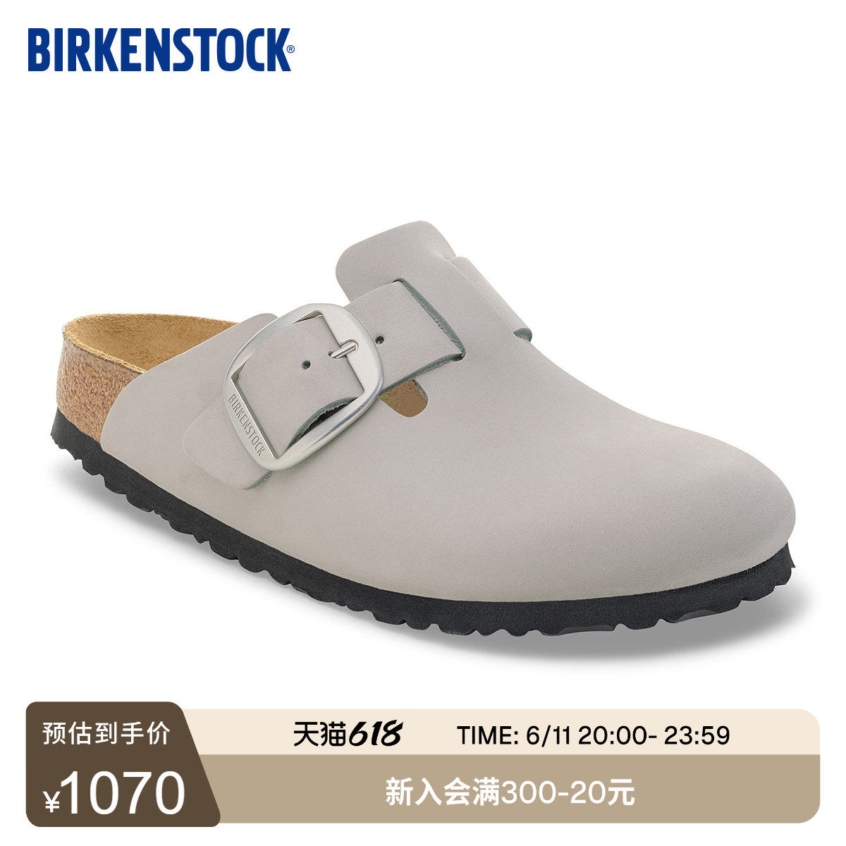 BIRKENSTOCK勃肯德国新品大扣女款绒面革时尚外穿Boston包头拖鞋