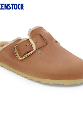 BIRKENSTOCK勃肯德国进口新品女款涂油皮Boston Shearling毛毛鞋