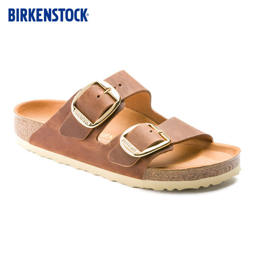 BIRKENSTOCK勃肯涂油皮双带拖鞋