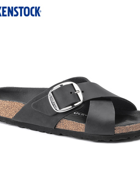 BIRKENSTOCK勃肯德国进口大扣女款牛皮革软木拖鞋Siena单扣凉拖