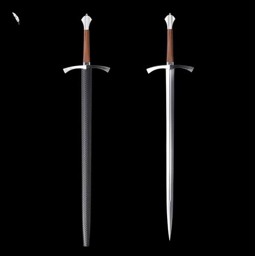 龙泉刀剑宝剑高锰钢手工一体锻打长款直刀户外收藏冷兵器未开刃