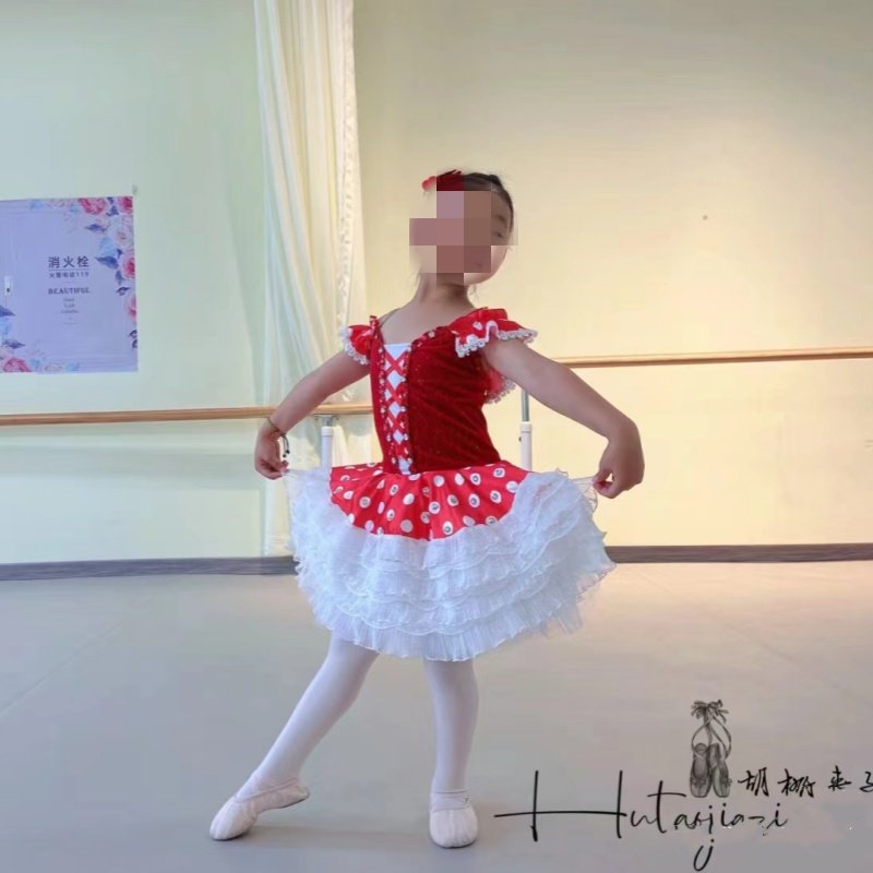 儿童樱桃萝卜芭蕾舞裙演出服女童芭蕾舞纱裙蓬蓬裙幼儿表演服装新