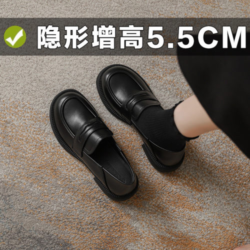 真皮小皮鞋女夏季新款一脚蹬平底单鞋女英伦风乐福鞋内小码32