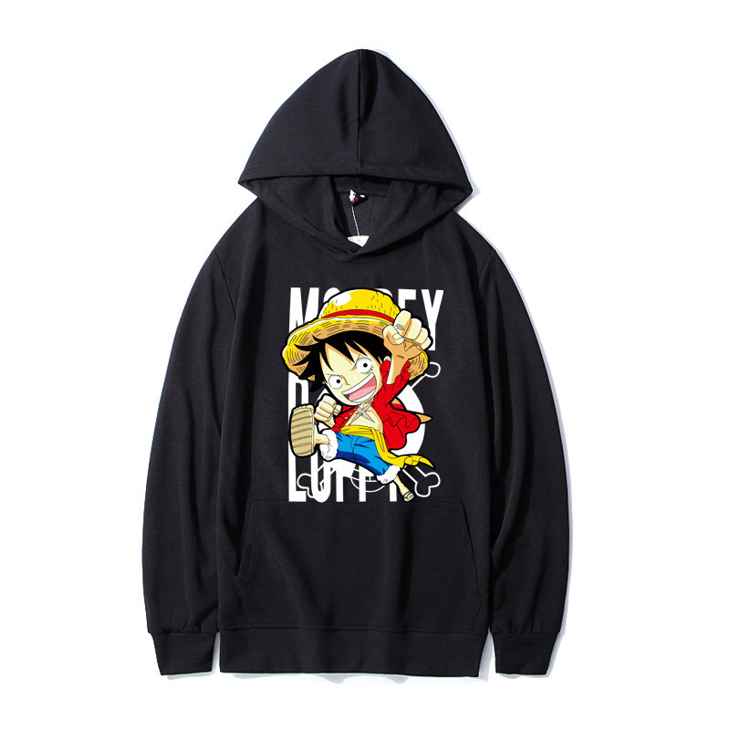 W98P45海贼王路飞秋冬连帽卫衣青少年加绒衣服男女动漫卡通外套,男装卫衣,星座414A（原B215）