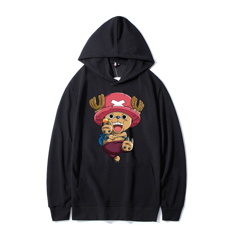 W98 P45 海贼王路飞秋冬连帽卫衣青少年加绒衣服男女动漫卡通外套图片