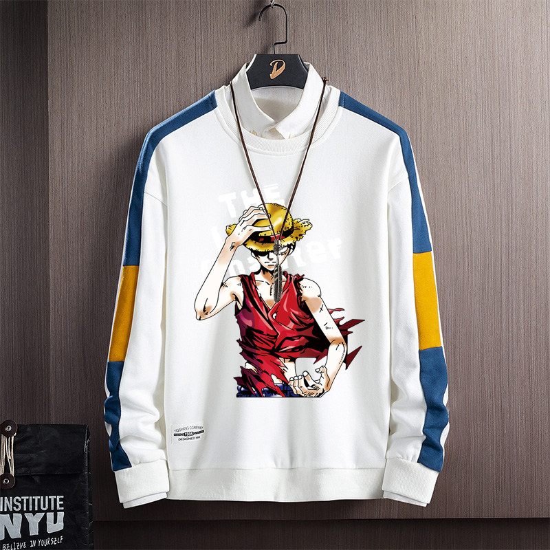 Y02*P28 2021秋季新款圆领卫衣男日系动漫海贼王衣服青少年薄外套图片