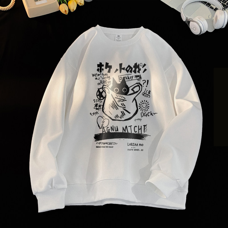AT18*P35重磅华棉美式潮牌刺绣卫衣男宽松春秋季休闲百搭圆领上衣,男装卫衣,星座414A（原B215）