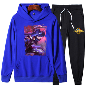 YD25 P70秋冬加绒运动套装男宽松夜光连帽衫孙悟空凤求凰衣服图片