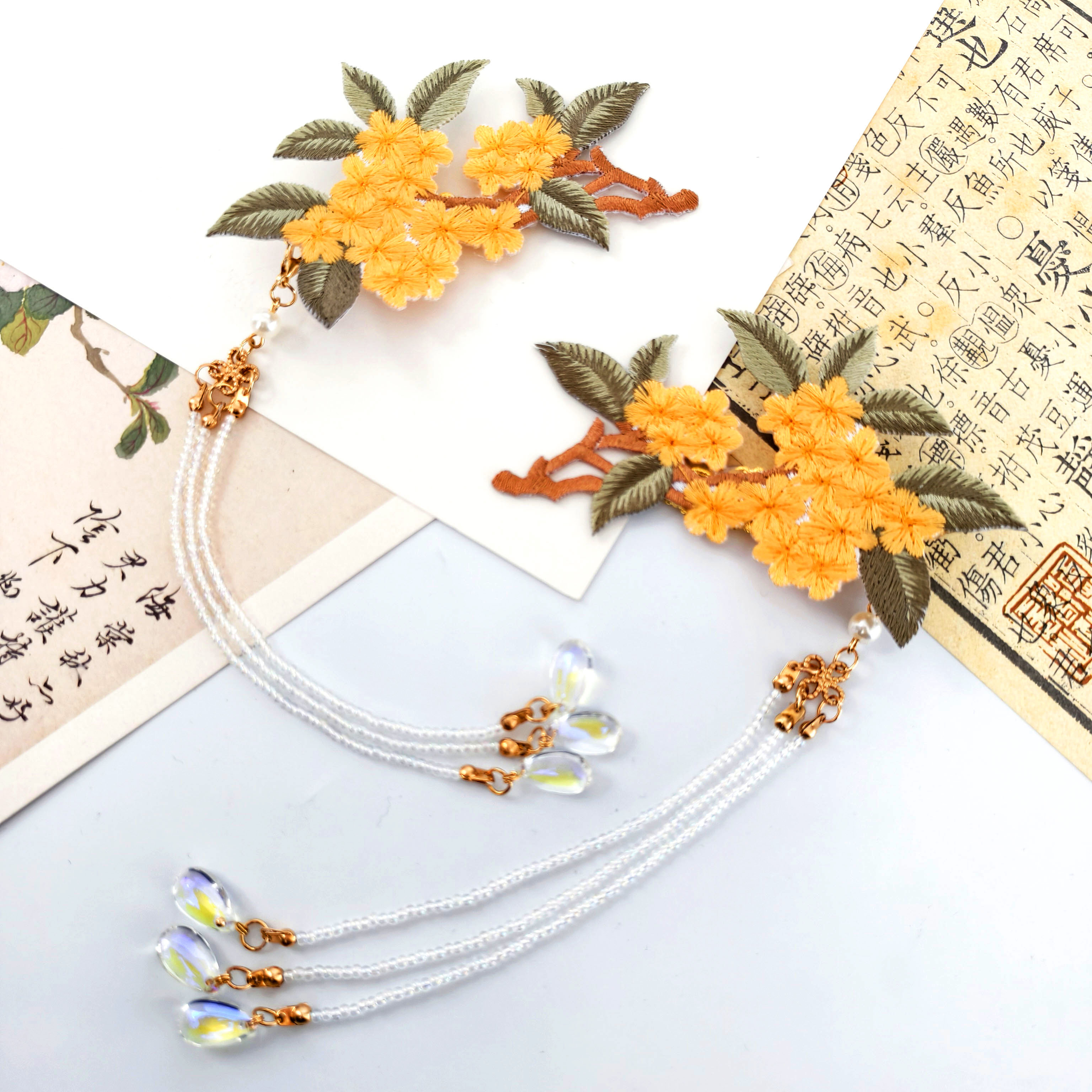 侠古与梦古风刺绣桂花发夹