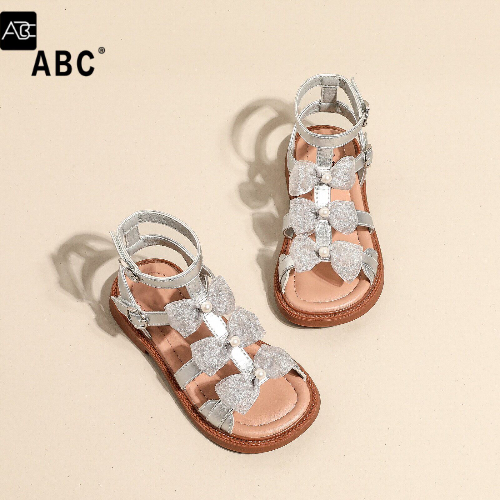 ABC女童夏季公主蝴蝶结凉鞋图片