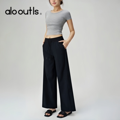 alo outls官方奥莱店裸感收腰短袖运动T恤跑步健身服亲肤瑜伽服女