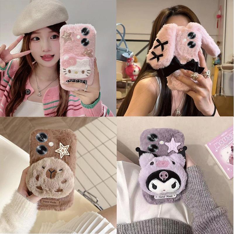 适用oppoA6pro手机壳A5活力版/A3活力版/A2x毛绒A1x秋冬A58x卡通A97女款A96可爱A95女A93s新款PLN110潮全包