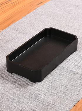 天然乌金石假山盆景盆圆形黑色大理石吸水石花盆枯山水微景观沙盘