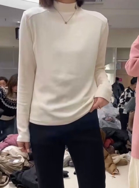 OH STUDIO 57085领口刺绣加厚双面德绒立领T恤打底衫显瘦内搭上衣