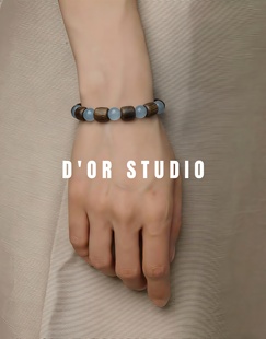 原创海蓝宝沉香木手串新中式国风手串手链五行补水木男女款手串