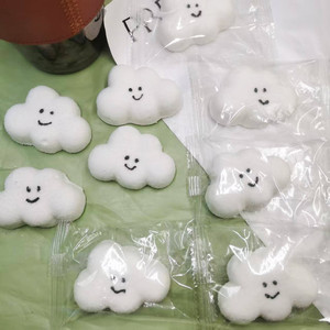笑脸云朵棉花糖蓝天白云柔软咖啡奶茶饮料蛋糕烘焙吸管装饰软糖